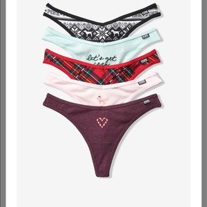 Pink cotton rip Thongs Set Of 5